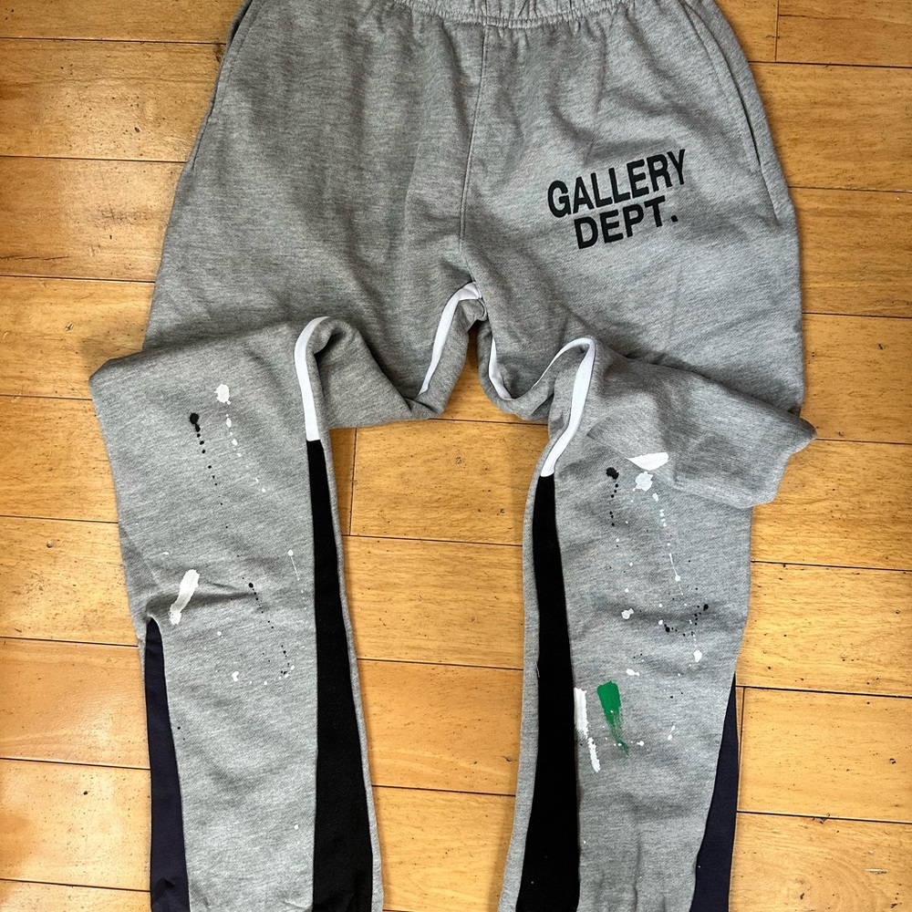 Gallery Dept Gray and Black Kids Joggers with Paint Splatter